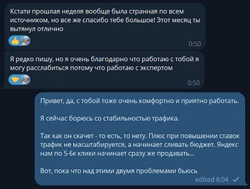 Скриншот отзыва клиента: Работа с экспертом